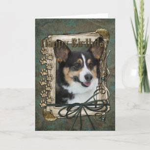 Cartão Feliz Aniversário - Patas Pedras - Corgi