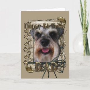 Cartão Feliz Aniversário - Patas Pedras - Schnauzer - Pai