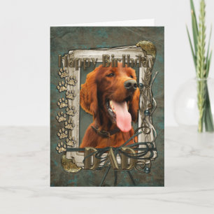 Cartão Feliz Aniversário - Patas Pedras - Setter Irlandês