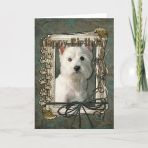 Cartão Feliz Aniversário - Patas Pedras - Terrier Terrie