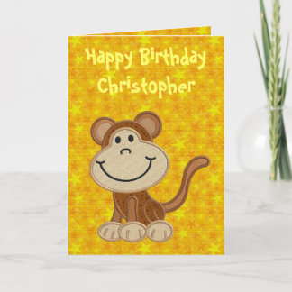 Cartão Feliz Aniversário Pequeno Macaco