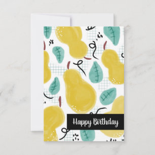 Cartão Feliz Aniversário Peras Aquarela