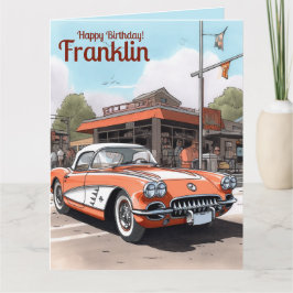 Cartão Feliz Aniversário Personalizado Carro Clássico Leg