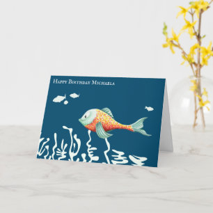 Cartão Feliz Aniversário Personalizado De Peixes Bonitos