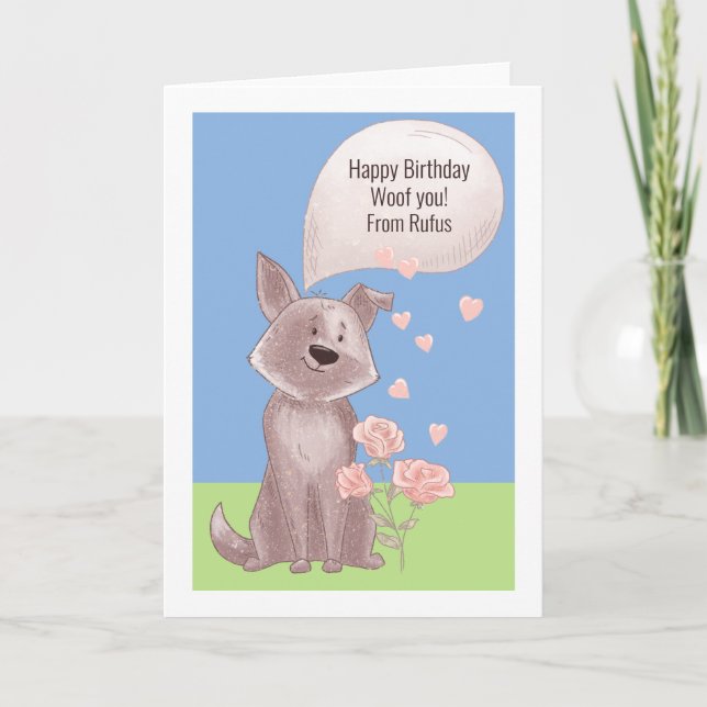 Cartão Feliz Aniversário Personalizado Do Cão (Frente)