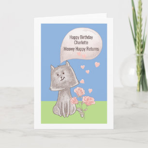 Cartão Feliz Aniversário Personalizado Do Gato