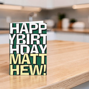 Cartão Feliz Aniversário Personalizado em Letras Maiúscul