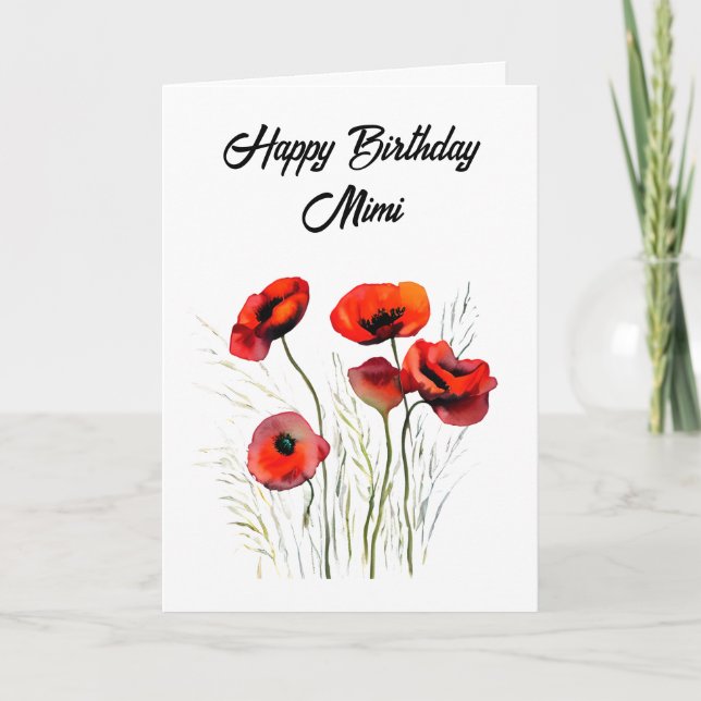 Cartão Feliz Aniversário Personalizado Mimi Poppies Bonit (Frente)