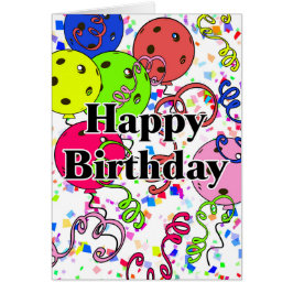 Cartão Feliz Aniversário Pickleball Balões 3º Queda