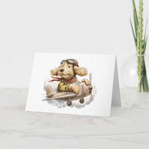 Cartão Feliz Aniversário Piloto Cachorro Goldendoododle
