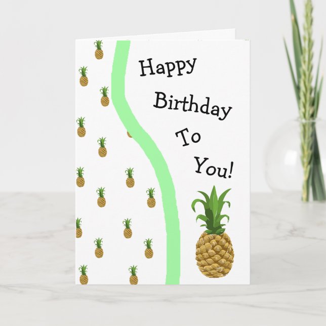 Cartão Feliz Aniversário Pineapple Cutesy Card (Frente)
