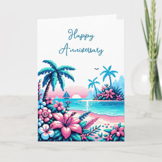 Cartão Feliz aniversário | Pixel Art Ocean