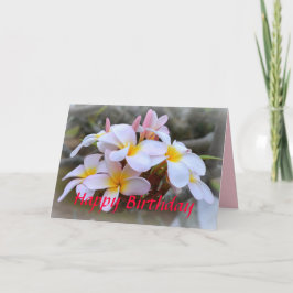 Cartão Feliz Aniversário Plumeria Branca e Rosa, Rosa