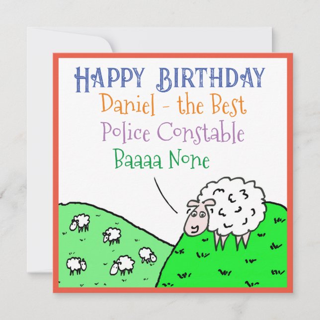 Cartão Feliz Aniversário Policial Policial Engraçado (Frente)