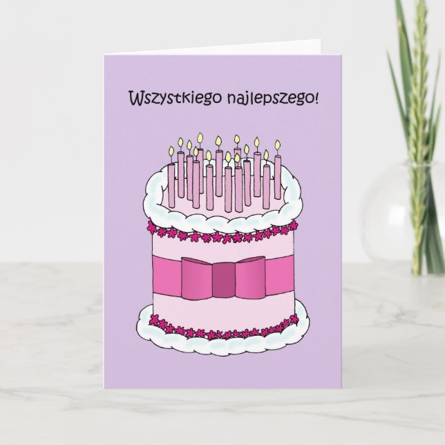 Cartão Feliz aniversário Polonês Wszystkiego Najlepszego (Frente)