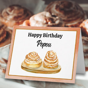Cartão Feliz Aniversário Popou Watercolor Cinnamon Buns