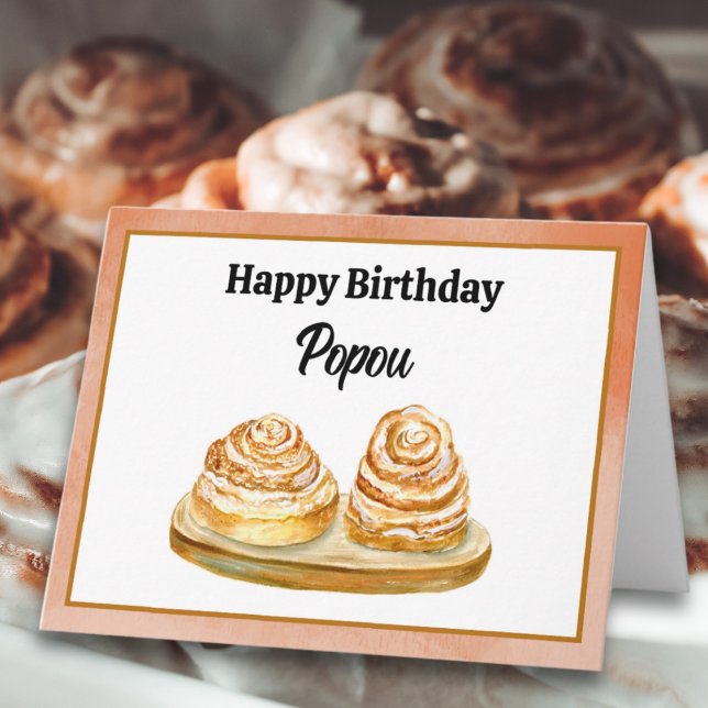 Cartão Feliz Aniversário Popou Watercolor Cinnamon Buns (Criador carregado)