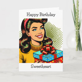Cartão Feliz aniversário | Presente-Pop de-Arte Retro