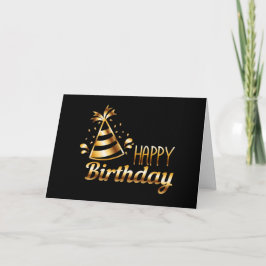 Cartão Feliz aniversário - Preto e Dourado 3