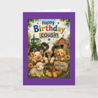 Feliz Aniversário Primo Animais da Fazenda 