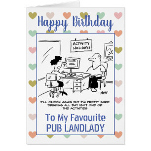 Cartão Feliz Aniversário Pub LandLady