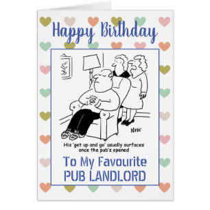 Cartão Feliz Aniversário Pub Landlord