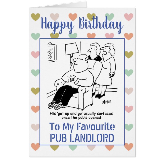 Cartão Feliz Aniversário Pub Landlord (Frente)