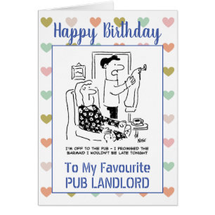 Cartão Feliz Aniversário Pub Landlord
