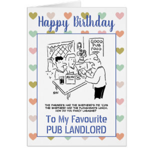 Cartão Feliz Aniversário Pub Landlord