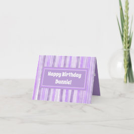 Cartão Feliz Aniversário Púrpura Frisada Personalizada
