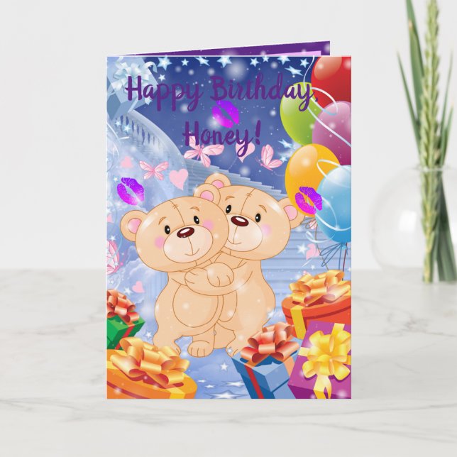 Cartão Feliz aniversário, querida (Frente)