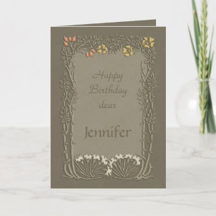 Cartão Feliz aniversário, querida Jennifer C0037 Art Nouv