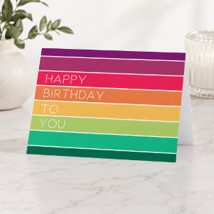 Cartão Feliz aniversário   Rainbow Modern Stripe LGBT Di