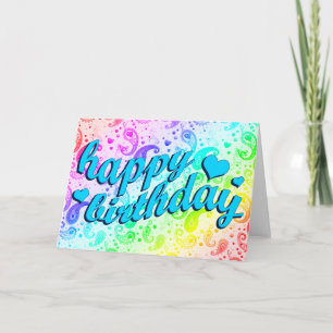 Cartão feliz aniversário: rainbow paisley :