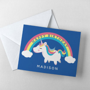 Cartão Feliz aniversário   Rainbow Unicorn   Adicione O N