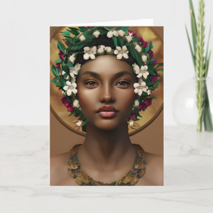 Cartão Feliz Aniversário Rainha, Linda Afro-Americana