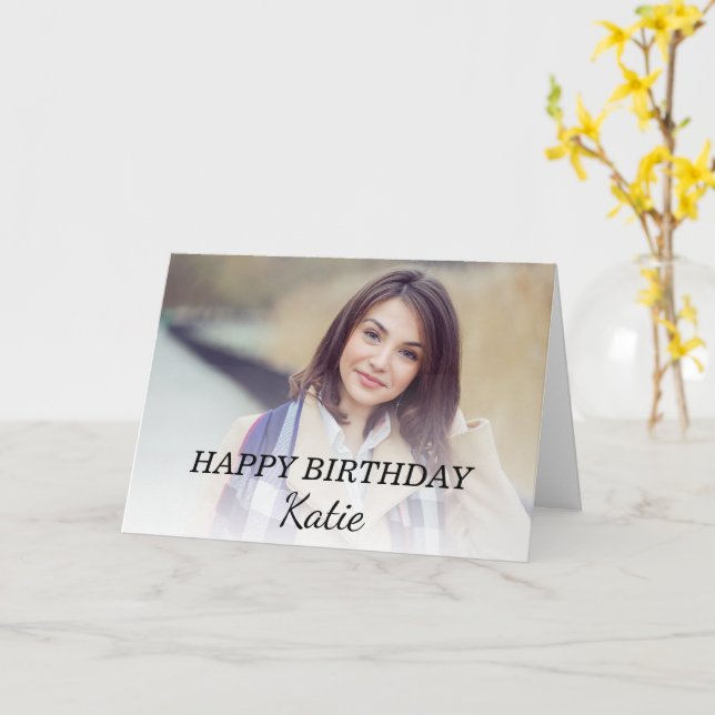 Cartão Feliz Aniversário Rapariga Adolescente Foto Pais I (Flor Amarela)