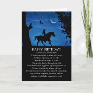 Cartão Feliz Aniversário Rapariga e Cavalo Aproveitem a V