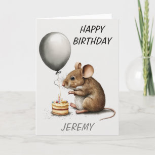 Cartão Feliz Aniversário Ratinho Personalizado 