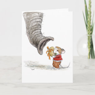 Cartão Feliz Aniversário, Rato e Elefante
