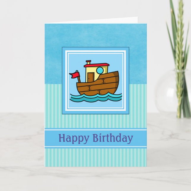 Cartão Feliz Aniversário Rebocador (Frente)