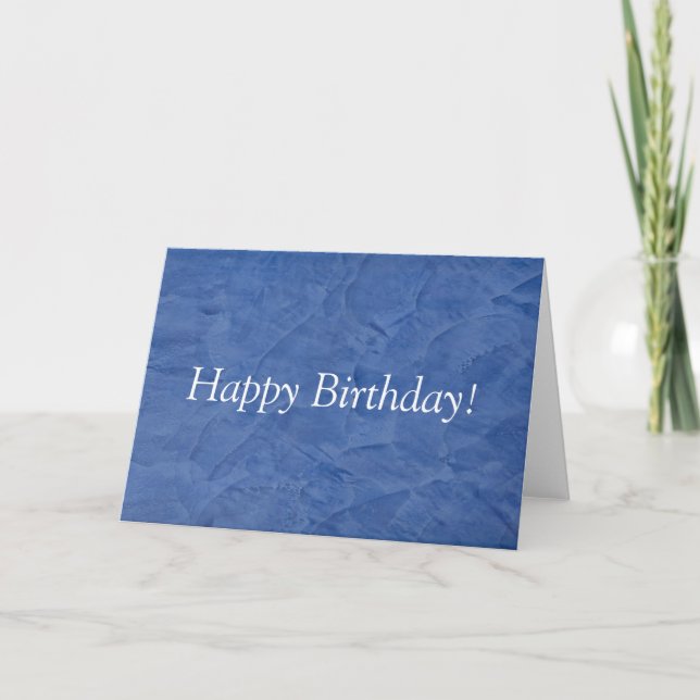 Cartão Feliz Aniversário Reboco Azul (Frente)