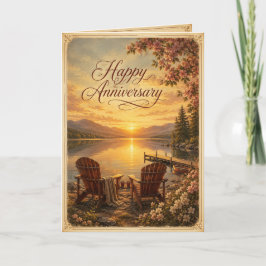 Cartão Feliz Aniversário Romântico Lagos de New England