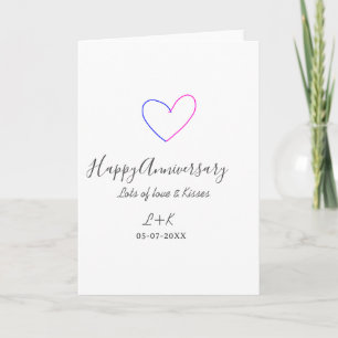 Cartão Feliz aniversário rosa azul coração nome data simp