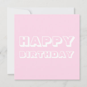 Cartão Feliz Aniversário, rosa claro branca e moderna ou
