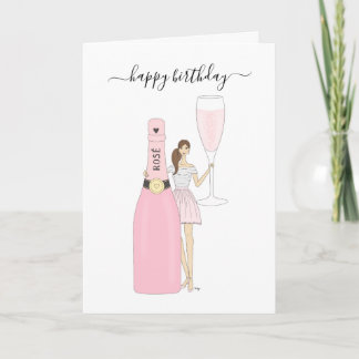 Cartão Feliz aniversário - Rosa Fashion Girl