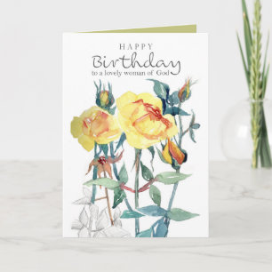 Cartão Feliz Aniversário Rosas Amarelas Mulher de Deus Bê