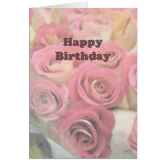 Cartão Feliz aniversário, Rosas Rosa
