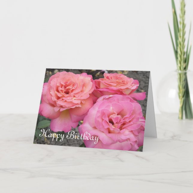 Cartão Feliz Aniversário Rose Delight (Frente)