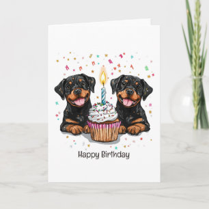 Cartão Feliz Aniversário Rottweiler Cães